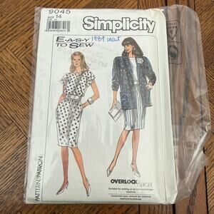 VINTAGE  SIMPLICITY 9045  WOMENS DRESS & JACKET PATTERN UNCUT 14